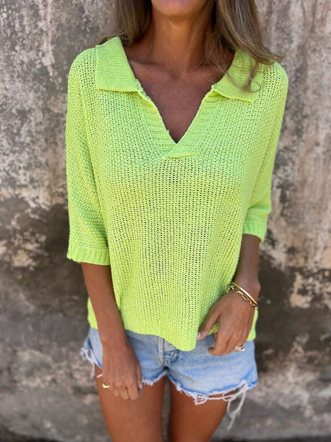 Haut en Maille à Col Revers Femme